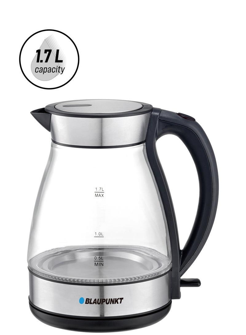 Blaupunkt Cordless Glass Kettle, 2200W, 1.7L, Soft Blue Light, Automatic Shut-off - Image 1