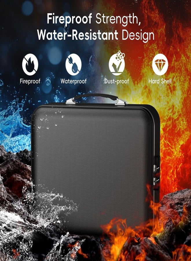 Dcorn Fireproof Document Box with Lock, Waterproof Hard Shell File Organizer with Accordion Folder, Portable Fireproof File Box for Home Office Storage of Documents, Laptop, Cash & Passports - Image 2