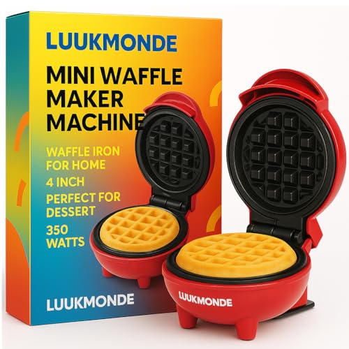 LUUKMONDE Mini Waffle Maker Machine 3 In 1, Pancake Maker, Cast Iron Waffle Maker Waffle Iron for Home, Non-Stick Breakfast Appliance, 4 Inch, Perfect For Dessert, Pan Cakes, Other Snacks - 350 Watts - Image 1