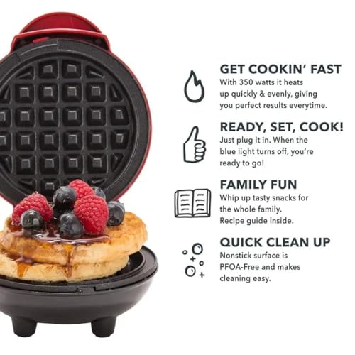 LUUKMONDE Mini Waffle Maker Machine 3 In 1, Pancake Maker, Cast Iron Waffle Maker Waffle Iron for Home, Non-Stick Breakfast Appliance, 4 Inch, Perfect For Dessert, Pan Cakes, Other Snacks - 350 Watts - Image 5