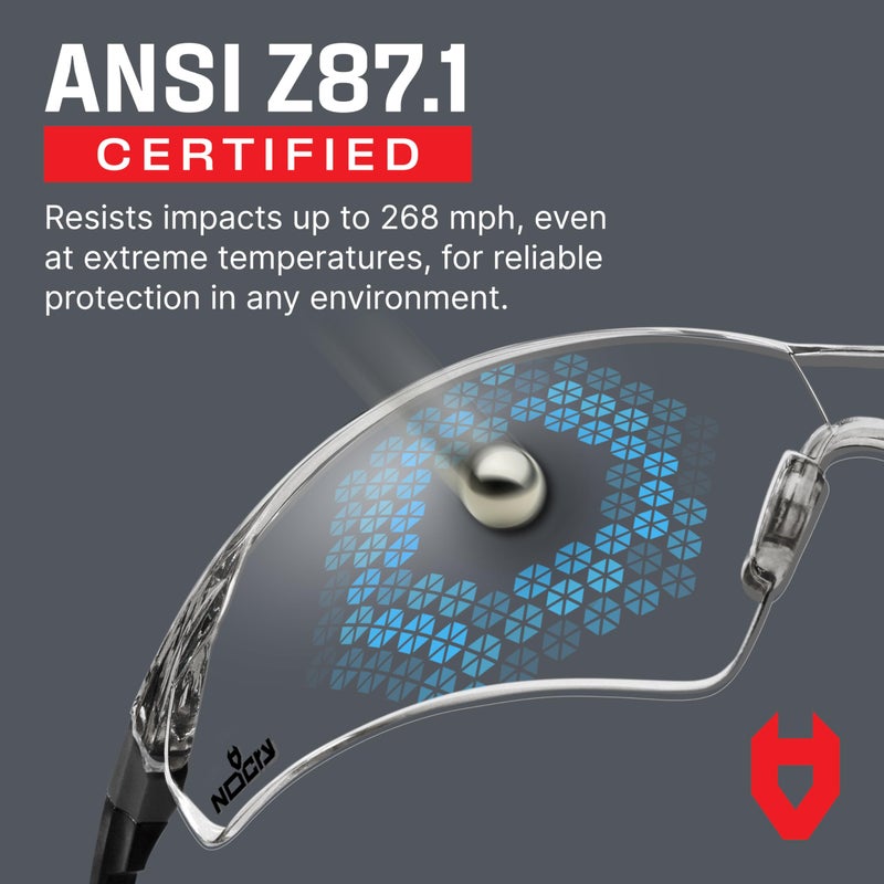 NoCry Clear Shooting Glasses for Men with Anti-Fog and Scratch Resistant Wraparound Lenses â€” ANSI Z87 Protective Eyewear with Adjustable Temples & Nose Pad â€” 100% UV Eye Protection - Image 3