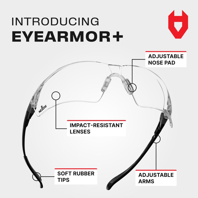 NoCry Clear Shooting Glasses for Men with Anti-Fog and Scratch Resistant Wraparound Lenses â€” ANSI Z87 Protective Eyewear with Adjustable Temples & Nose Pad â€” 100% UV Eye Protection - Image 2