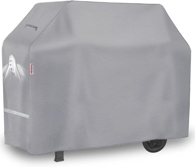 Turtle Life BBQ Grill Cover, 58 Inch Heavy Duty Waterproof 3-4 Burner Barbecue Gas Grill Covers for Weber Spirit Char-Broil Performance and Signature, Gray - Image 1
