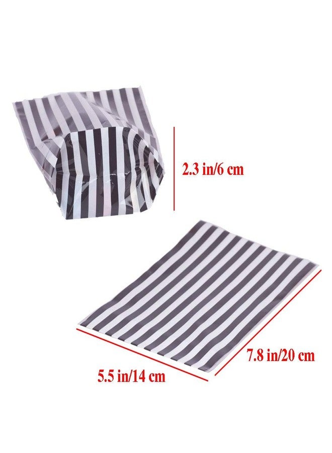 YESON Black Stripe Clear Cello Bags Candy Plastic favor cellophane Treat Bags,Pack of 50 - Image 2