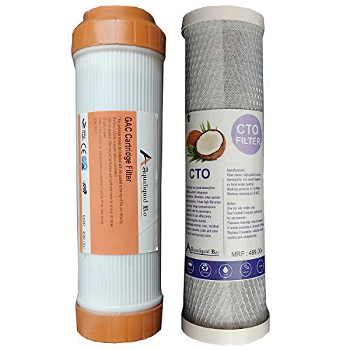 AQUALIQUID RO Replacement CTO & GAC Cartridges Filter Set 10 Inch for Under Sink RO Water Purifier || Removes Chlorine Bad Taste & Odor - 2 Pcs - Image 1