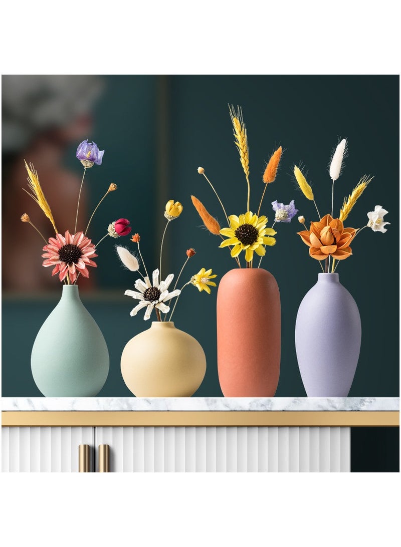 GT-Wheel Ceramic Vase for Home Decor Modern Small Decorative Flower Vases Set for Pampas Grass & Dried Flowers Set of 4