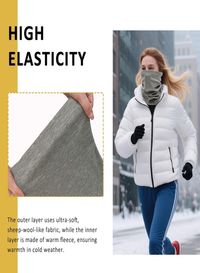Woogwin 2 Pack Winter Neck Gaiter Warmer for Women Men Soft Fleece Neck Warmers Windproof Warm Face Cover Mask Scarf for Cold Weather, Black+grey, One size - Image 4