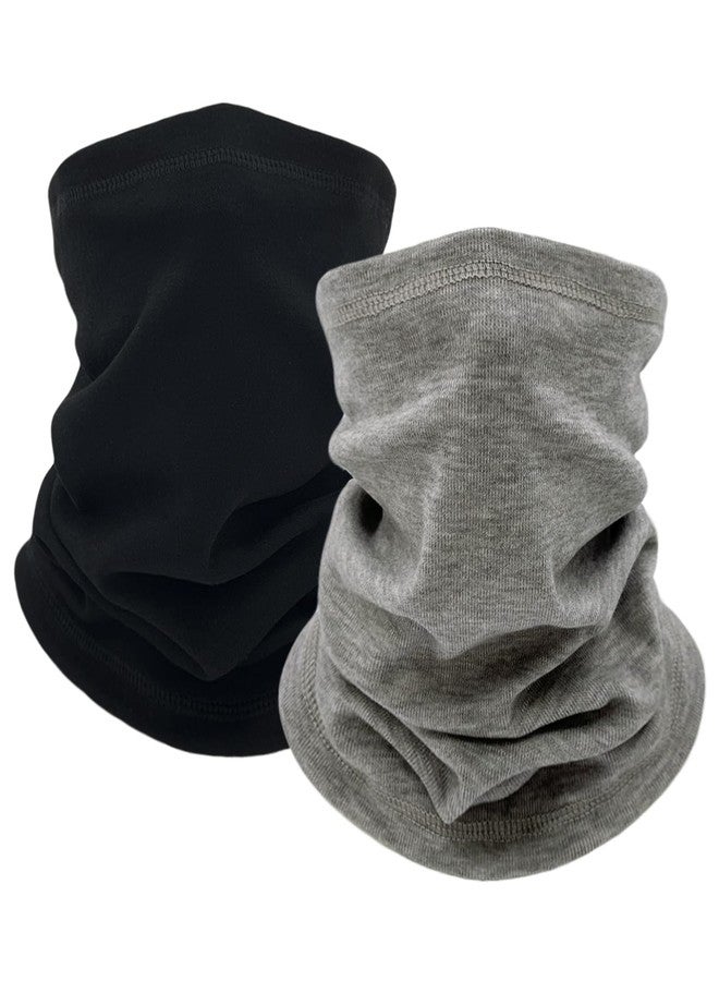 Woogwin 2 Pack Winter Neck Gaiter Warmer for Women Men Soft Fleece Neck Warmers Windproof Warm Face Cover Mask Scarf for Cold Weather, Black+grey, One size - Image 1