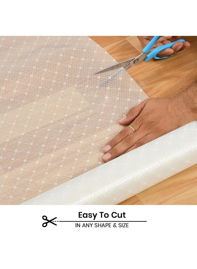 Yellow Weaves PVC Floral Kitchen Mat for Shelf/Shelf Liners Sheet for Kitchen Shelves Cabinet Drawer/Wardrobe/Fridge/Table (45cm X 3 Meters Roll, White Star) - Image 2
