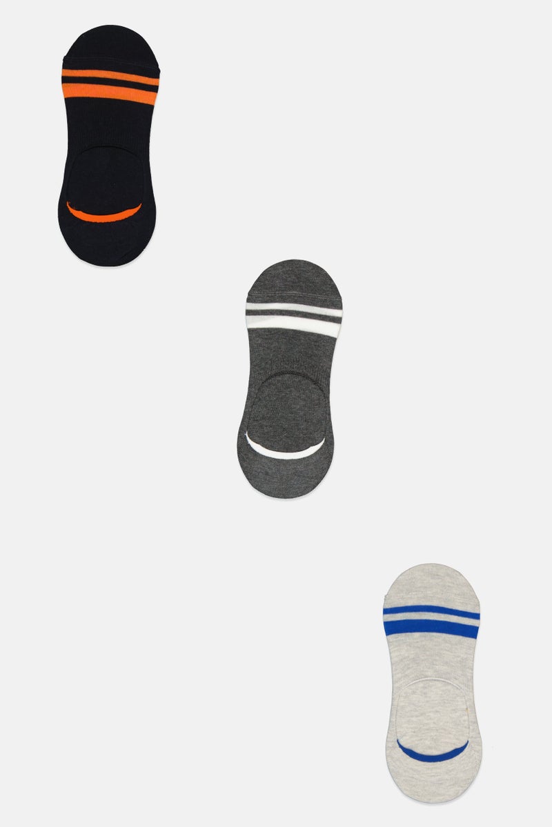RBX Men 3 Pairs Heather Invisible Socks, Multicolor - Image 1