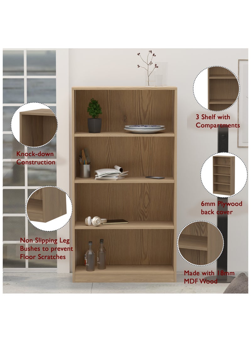 Mahmayi Mahmayi Wooden Storage Display Shelves 4-Tier Freestanding, Top Shelf for Decoration Ideal for Storing and Displaying your possessions - Light Imperia - Image 4