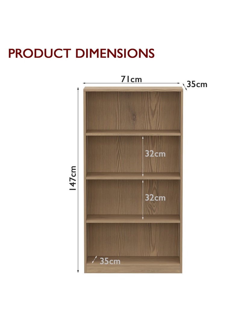 Mahmayi Mahmayi Wooden Storage Display Shelves 4-Tier Freestanding, Top Shelf for Decoration Ideal for Storing and Displaying your possessions - Light Imperia - Image 5