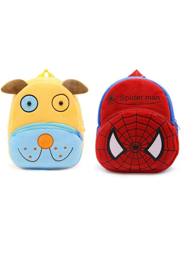 blue tree Kids School Bag Soft Plush Backpack Cartoon Bags Mini Travel Bag for for Girls Boys Toddler Baby Cute Dog & Spiderman - Image 1