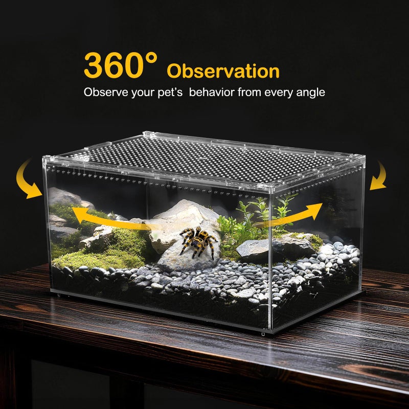 Clioran Reptile PC Terrarium,Tarantula Enclosure,Spider Tank Starter Kit,Leopard Gecko Container,Hermit Crab Habitat,Lizard Enclosure,Insect Housing,Jumping Spider Cage,Bearded Dragon Vivarium XL - Image 4