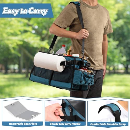 Lorbro Grill Caddy, BBQ Caddy with Paper Towel Holder, Portable Picnic Basket for Utensil and Condiment, Barbecue Grilling Tool Accessories Storage Organizer for Outdoor Griddle, Tailgate, Camping, RV - Image 4