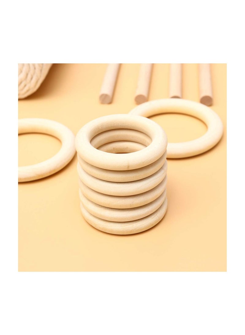 SYOSI - 133PCS Macrame Wall Hanging Craft Kit Unfinished Wooden Rings and Beads Cotton Cord, KASTWAVE for Diy Pendant Connectors Jewelry Making - Image 1