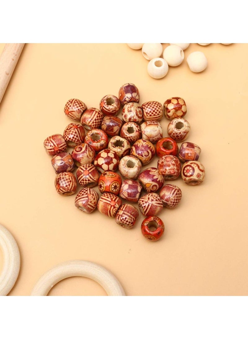 SYOSI - 133PCS Macrame Wall Hanging Craft Kit Unfinished Wooden Rings and Beads Cotton Cord, KASTWAVE for Diy Pendant Connectors Jewelry Making - Image 1