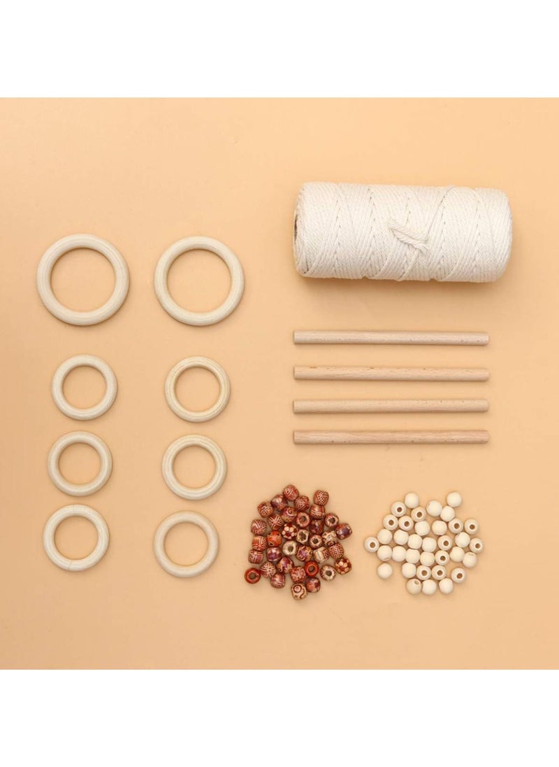 SYOSI - 133PCS Macrame Wall Hanging Craft Kit Unfinished Wooden Rings and Beads Cotton Cord, KASTWAVE for Diy Pendant Connectors Jewelry Making - Image 1