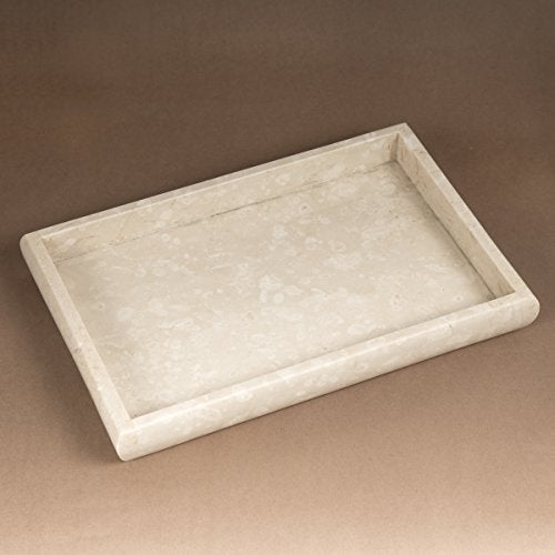 Creative Home Deluxe Natural Champagne Marble Rectangular Guest Towel Tray Vanity Tray Bathroom Countertop Small Accessories Organizer, 9.3" x 5.3" x 1.6" H, Beige - Image 3