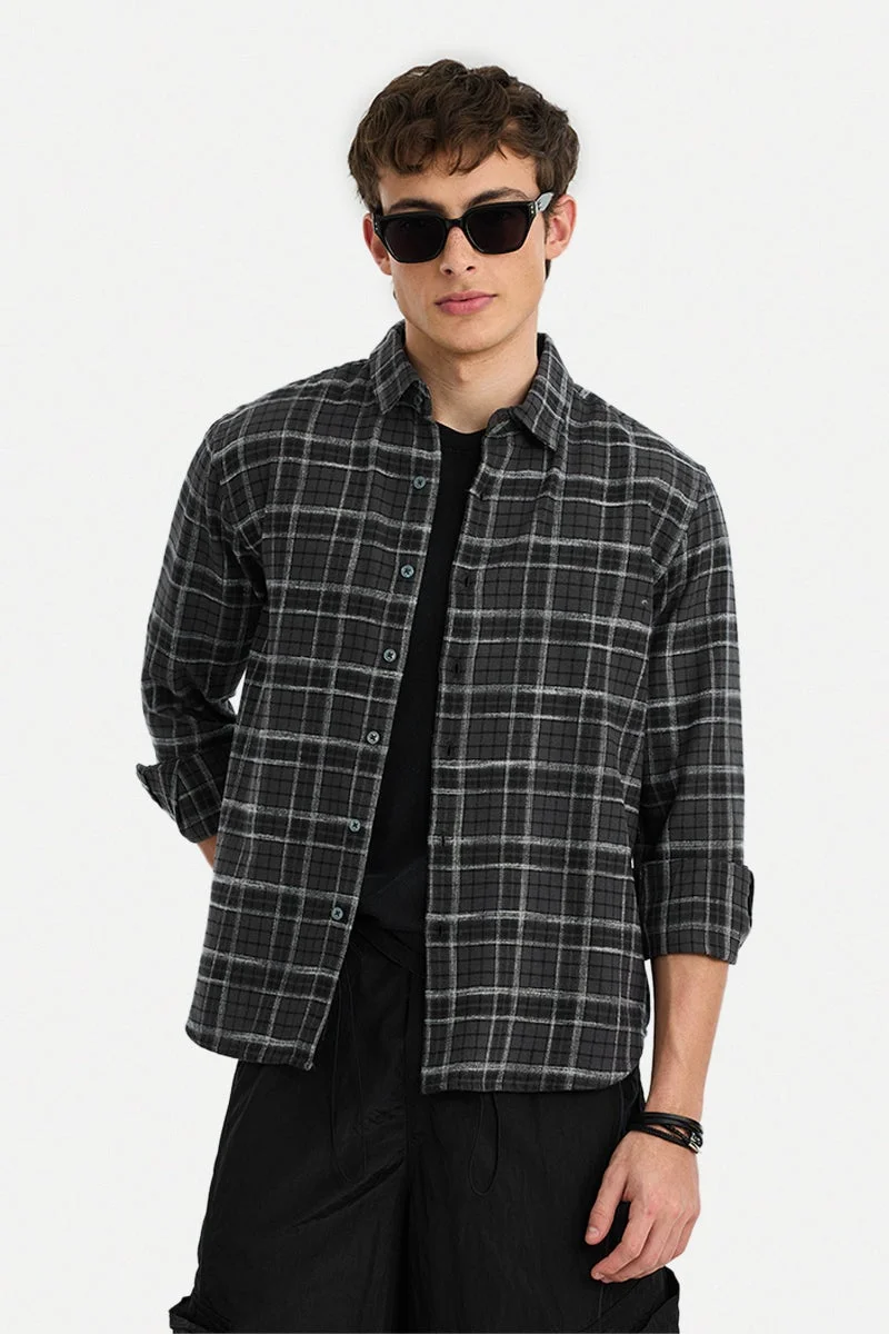 SNITCH Grey Checkered Long Sleeve Regular Fit Shirt