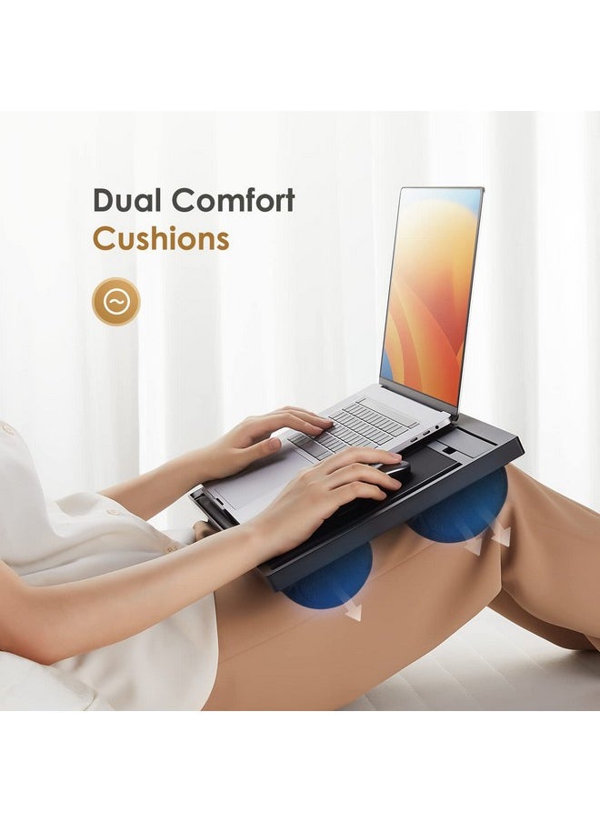 LORYERGO Adjustable Laptop Desk With Cushion, Mouse Pad & Cellphone Slot - Laptop Stand For Bed & Couch, Lap Desk For Home & Office (Black)  - Image 4