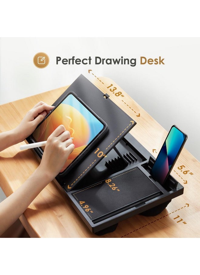 LORYERGO Adjustable Laptop Desk With Cushion, Mouse Pad & Cellphone Slot - Laptop Stand For Bed & Couch, Lap Desk For Home & Office (Black)  - Image 5