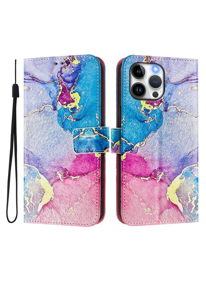 اس-توب جراب هاتف جلدي بنمط رسم فني ملون لهاتف iPhone 13 Pro - Image 2