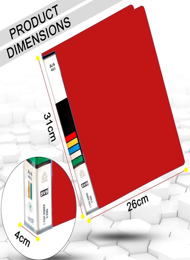 HATHIYANI Plastic File Folder 2D Ring Binder A4 Size Tough & Durable Ring Binder Box Board File(Heavy Plastic/and Color May Very)(Red) (Pack of 12) - Image 3