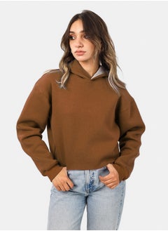 Shechick Unfinished Brown Cropped Hoodie