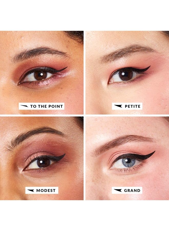 The Quick Flick Wings Eyeliner Stamp, Felt-Tip Liquid Eyeliner, Water-and-Smudge-Proof Cat Eyeliner, Intense Black Liquid Eyeliner Pen, Modest 10mm (4mm Thickest) Winged Eyeliner Stamp, 2 Pens - Image 3