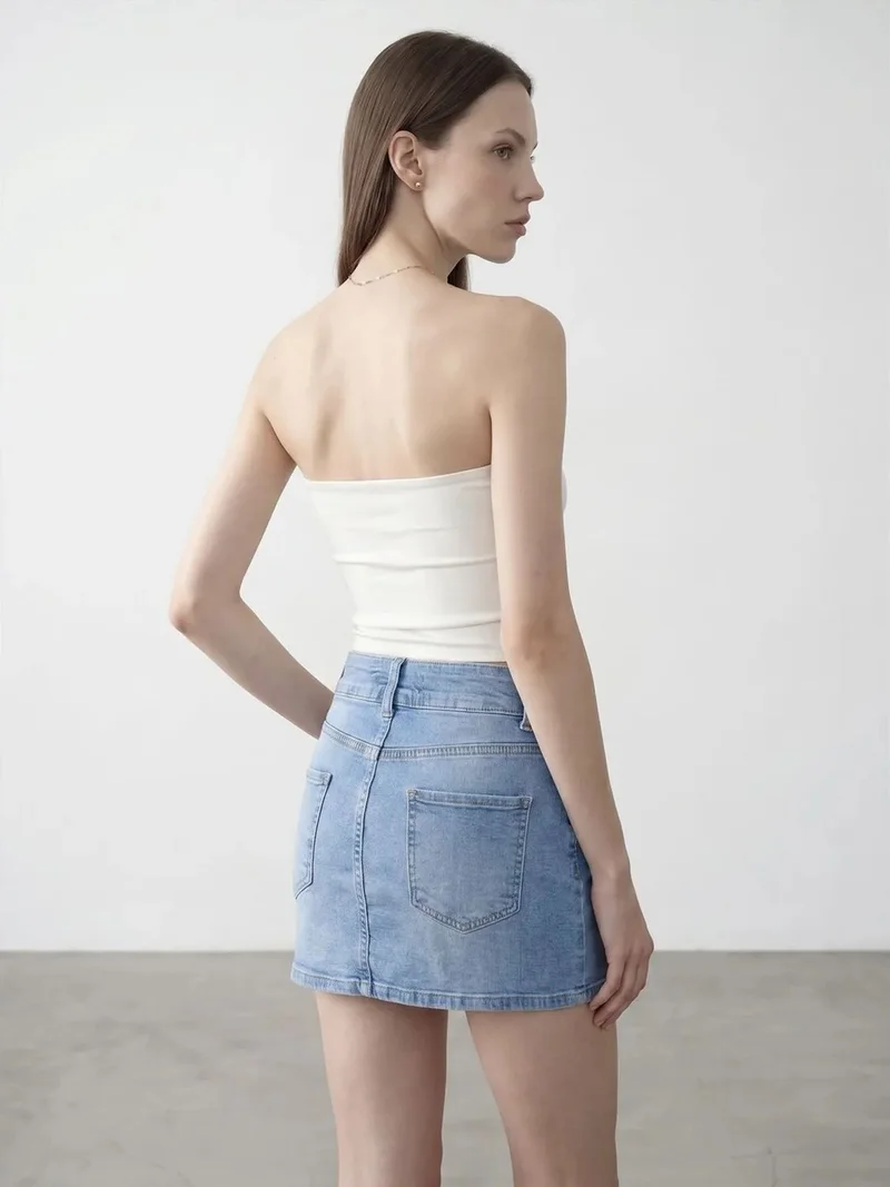 Dilvin Dilvin Women’s Strapless Crop Bandeau Top