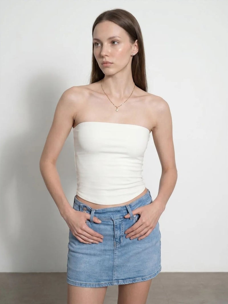 DILVIN Women’s Strapless Crop Bandeau Top - Image 3