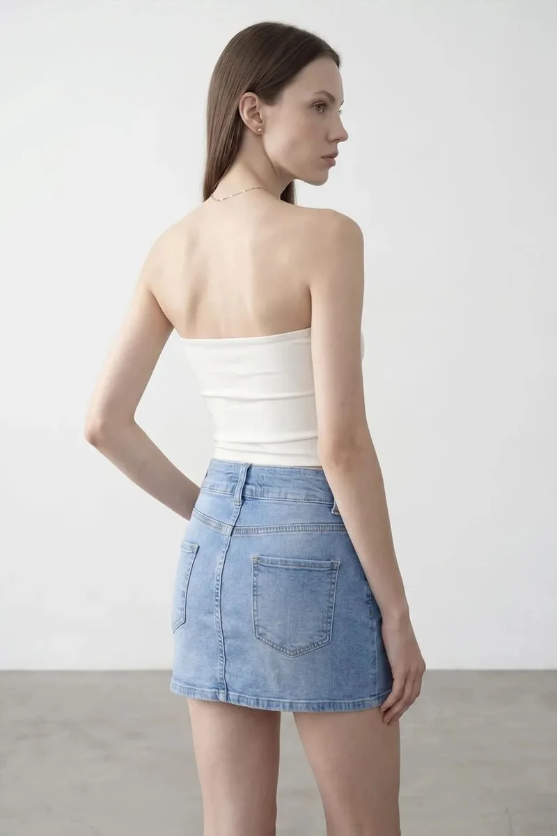 Dilvin White DILVIN Women’s Strapless Crop Bandeau Top for Women | Best Price UAE