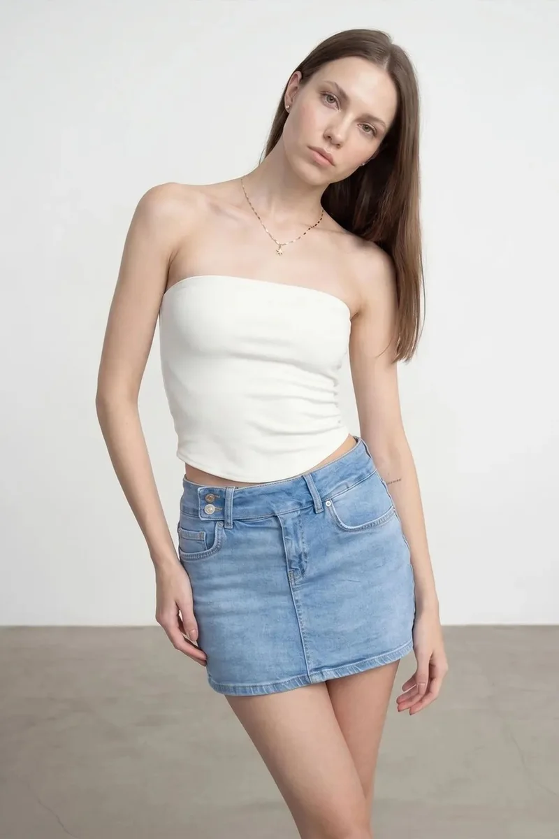 DILVIN Women’s Strapless Crop Bandeau Top