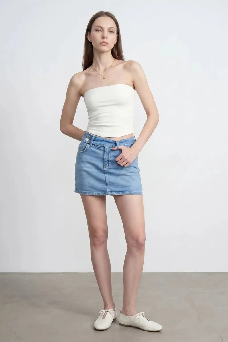 Dilvin White DILVIN Women’s Strapless Crop Bandeau Top for Women | Best Price UAE