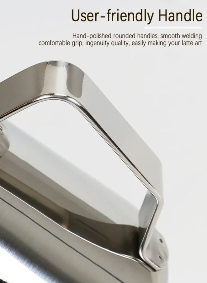 بتشر تبخير الحليب من الفولاذ المقاوم للصدأ إبريق رغوة الحليب مع قلم تزيين فني (300 مل / فضي) - Image 5