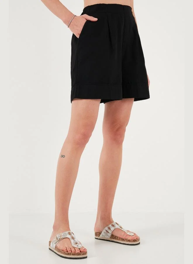 Lela  Lela Cotton Standard Fit High Waist Stitch Detailed Shorts Women's SHORTS 668YP4921 for Women | Best Price UAE