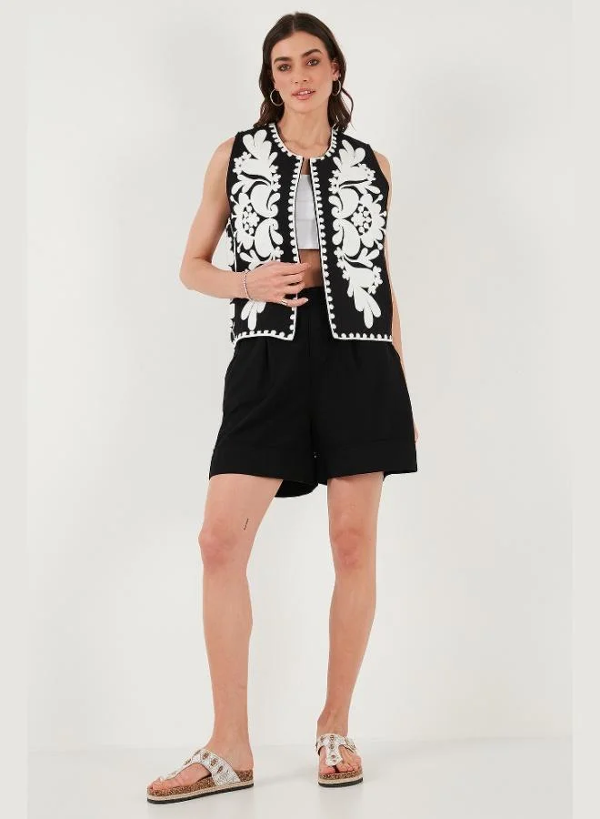 Lela Lela Cotton Standard Fit High Waist Stitch Detailed Shorts Women's SHORTS 668YP4921