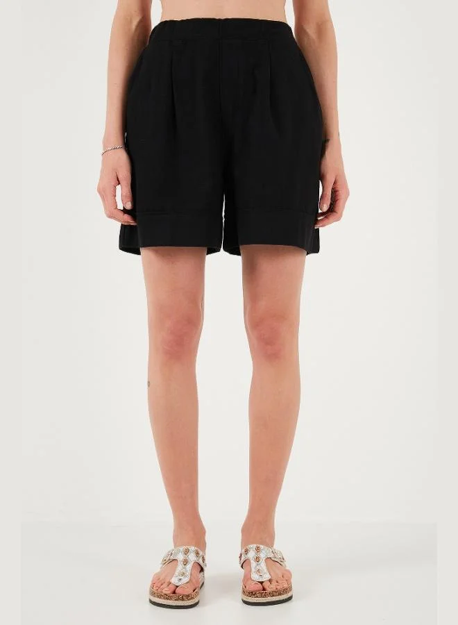 Lela Lela Cotton Standard Fit High Waist Stitch Detailed Shorts Women's SHORTS 668YP4921