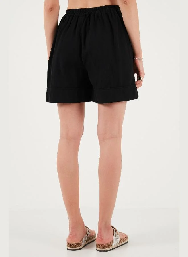 Lela  Lela Cotton Standard Fit High Waist Stitch Detailed Shorts Women's SHORTS 668YP4921 for Women | Best Price UAE