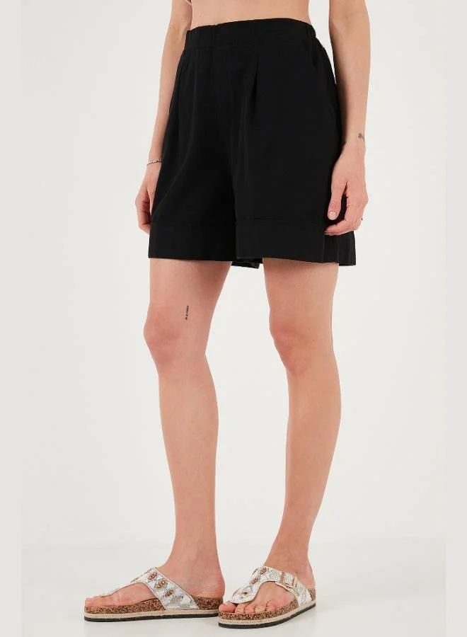 Lela  Lela Cotton Standard Fit High Waist Stitch Detailed Shorts Women's SHORTS 668YP4921 for Women | Best Price UAE