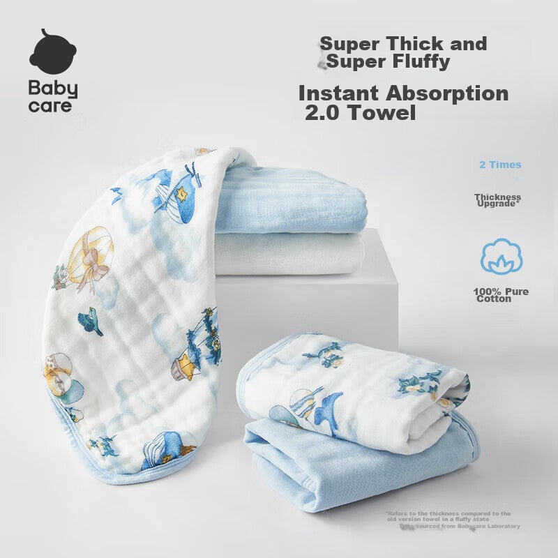 JD Jing Zao Babycare Pure Cotton Six-Layer Gauze Square Towel, Stretch Size 3030CM, Hawoy Sky Blue - Image 3