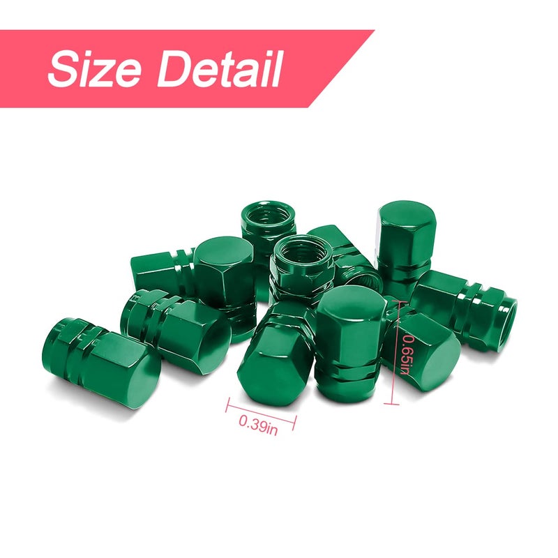 YALOK 12 PCS Car Tire Valve Stem Caps, Airtight Caps/Covers, Universal for Cars, Bicycles, Motorcycles, SUVS, Car Accessories for Men Women (Green) - Image 2