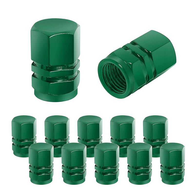 YALOK 12 PCS Car Tire Valve Stem Caps, Airtight Caps/Covers, Universal for Cars, Bicycles, Motorcycles, SUVS, Car Accessories for Men Women (Green) - Image 1