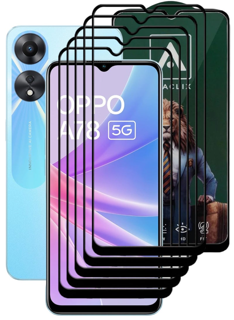 ACLIX 5 Pieces Antistatic ESD Dustproof Premium Quality High Definition Tempered Glass Screen Protector Designed For Oppo A78 - Image 1