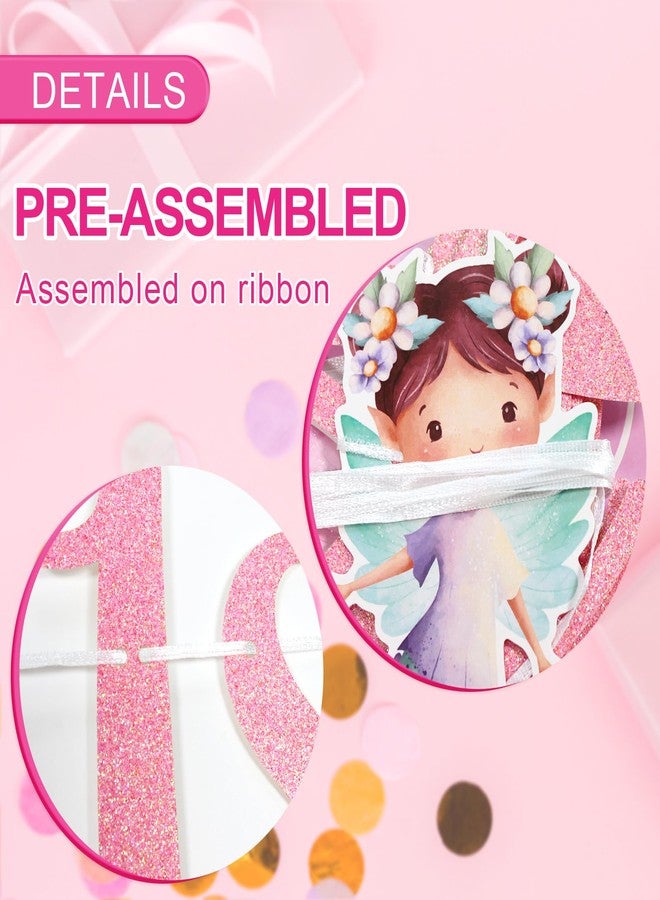FOZEE My Fairy 1st Birthday Banner, Pink Fairy First Birthday Banner, Fairy First Birthday Party Decorations - Image 3