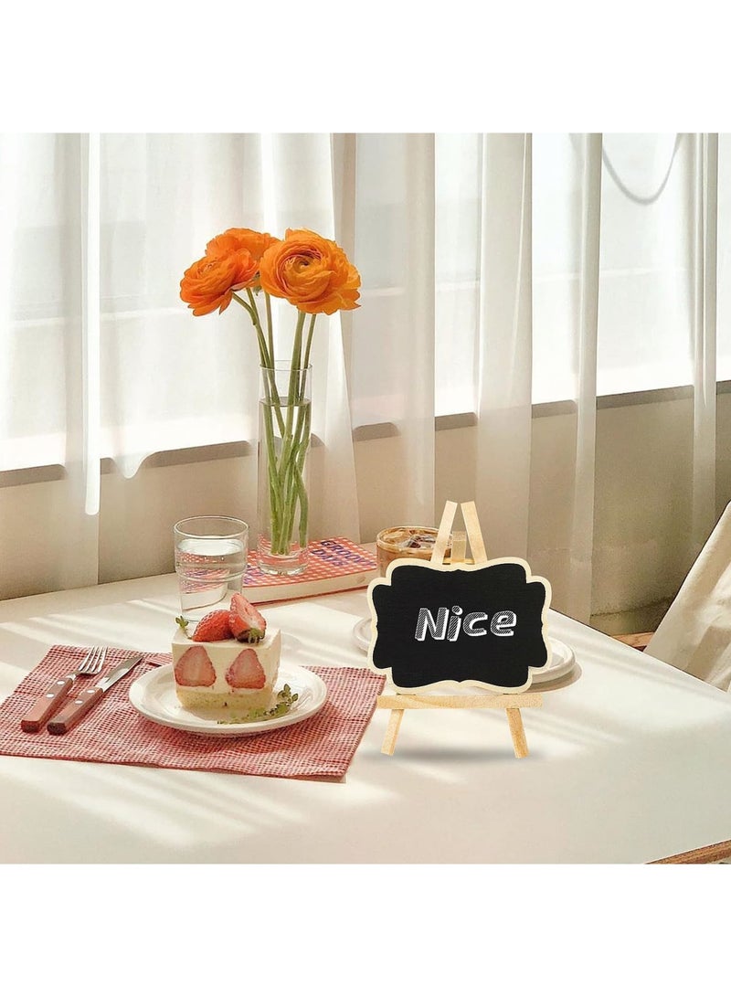 SYOSI لوحات طباشير صغيرة مع حامل، 10 قطع لوحات رسائل خشبية للطاولة، سبورة صغيرة مؤطرة لعلامات الطعام، بطاقات المكان، حفلات الزفاف والاحتفالات (أسود) - Image 2