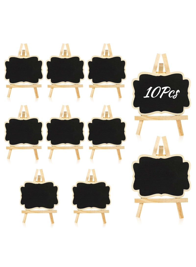 SYOSI لوحات طباشير صغيرة مع حامل، 10 قطع لوحات رسائل خشبية للطاولة، سبورة صغيرة مؤطرة لعلامات الطعام، بطاقات المكان، حفلات الزفاف والاحتفالات (أسود) - Image 1