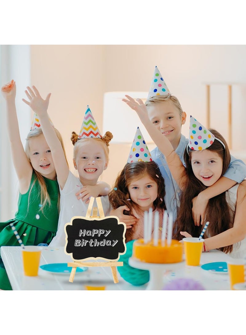 SYOSI لوحات طباشير صغيرة مع حامل، 10 قطع لوحات رسائل خشبية للطاولة، سبورة صغيرة مؤطرة لعلامات الطعام، بطاقات المكان، حفلات الزفاف والاحتفالات (أسود) - Image 5