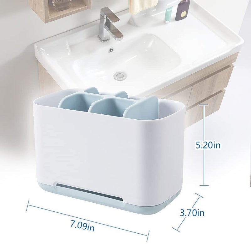 Meubels Multipurpose Storage Holder Stand for Bathroom with AntiSlip and Easy Cleaning Cosmetics Storage Box Toothbrush Tongue Cleaner Comb Razor Shaving Kit Box Case Brush Pen Space 6 - Image 2